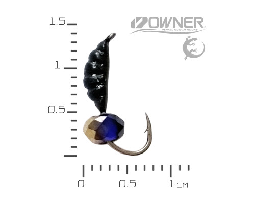 Мормишка безнасадка Креветка Black Salamandra S кулька гранована Ультрамарин-Золото 0,56гр