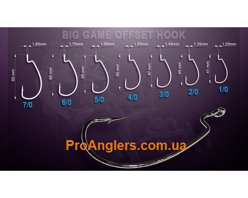 Big Game Offset Hook BGOH 6/0 4шт офсетный крючок Crazy Fish