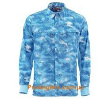 Simms Intruder BiComp Shirt Hex Camo Sky Blue S