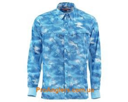 Simms Intruder BiComp Shirt Hex Camo Sky Blue S